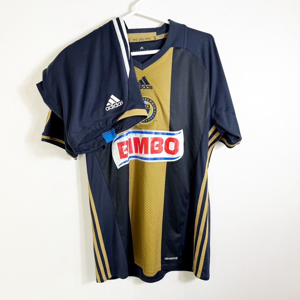 Adidas Philadelphia Union Soccer Kit Men Medium Navy Gold Jersey and Shorts MLS
